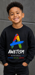 Awetism Apparel Kids Sweatshirt — Different. Not Less. Awesome.