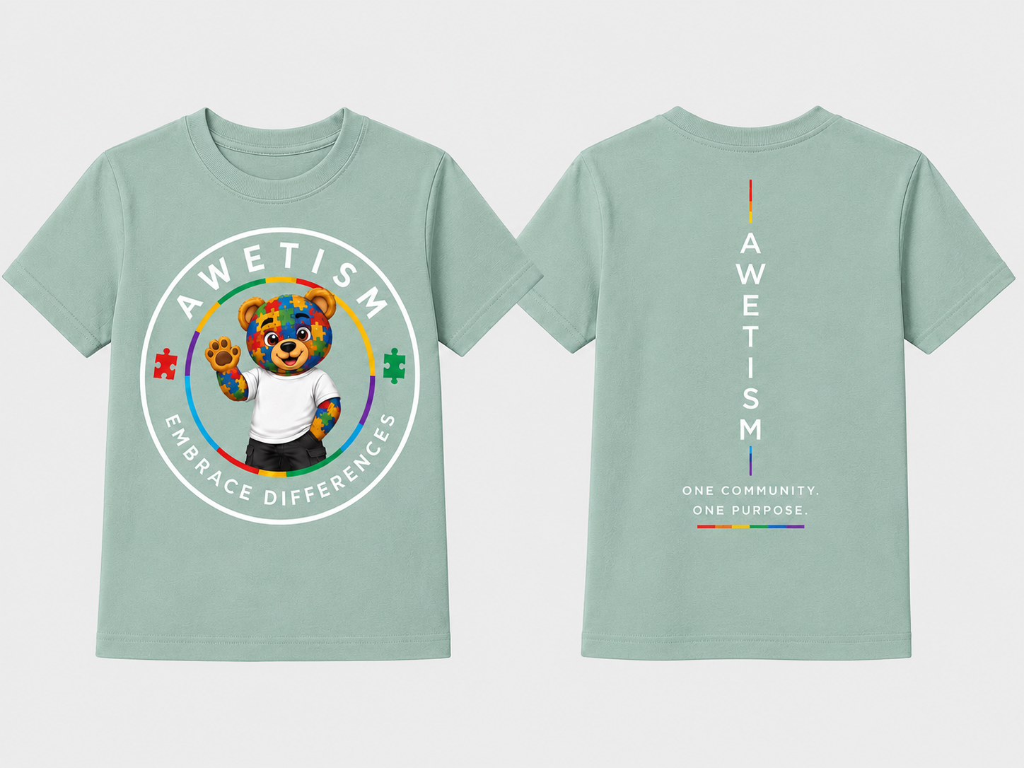 Youth Embrace Differences Bear Graphic Tee thumbnail 4