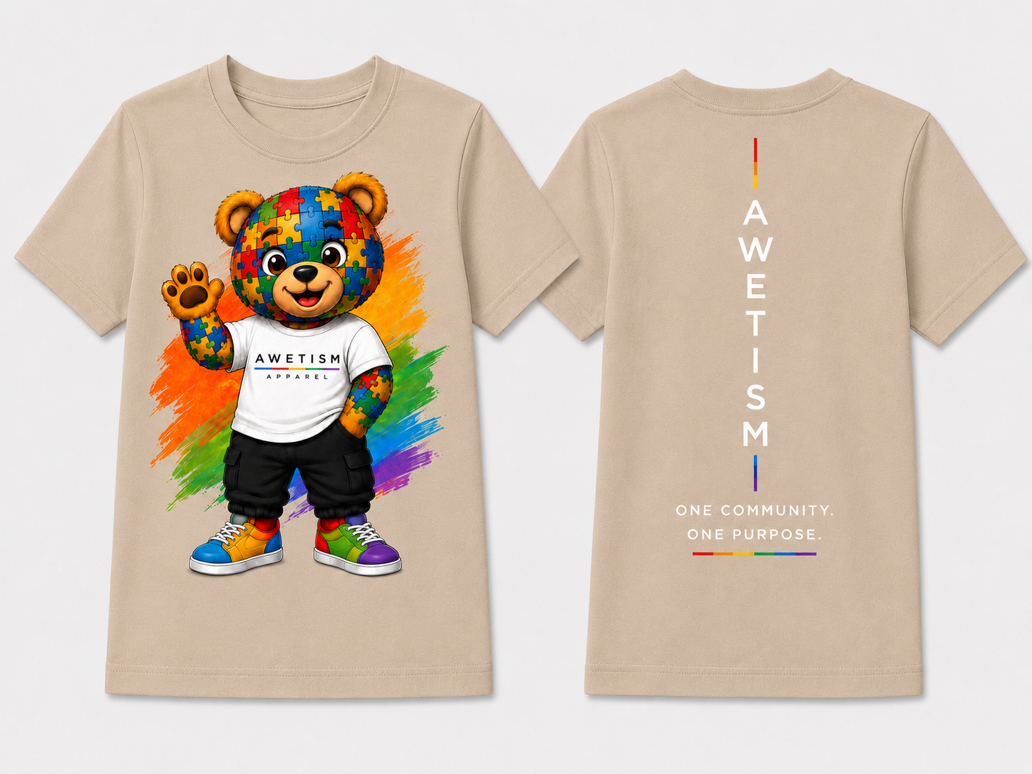 Youth Puzzle Bear Graphic Tee thumbnail 3