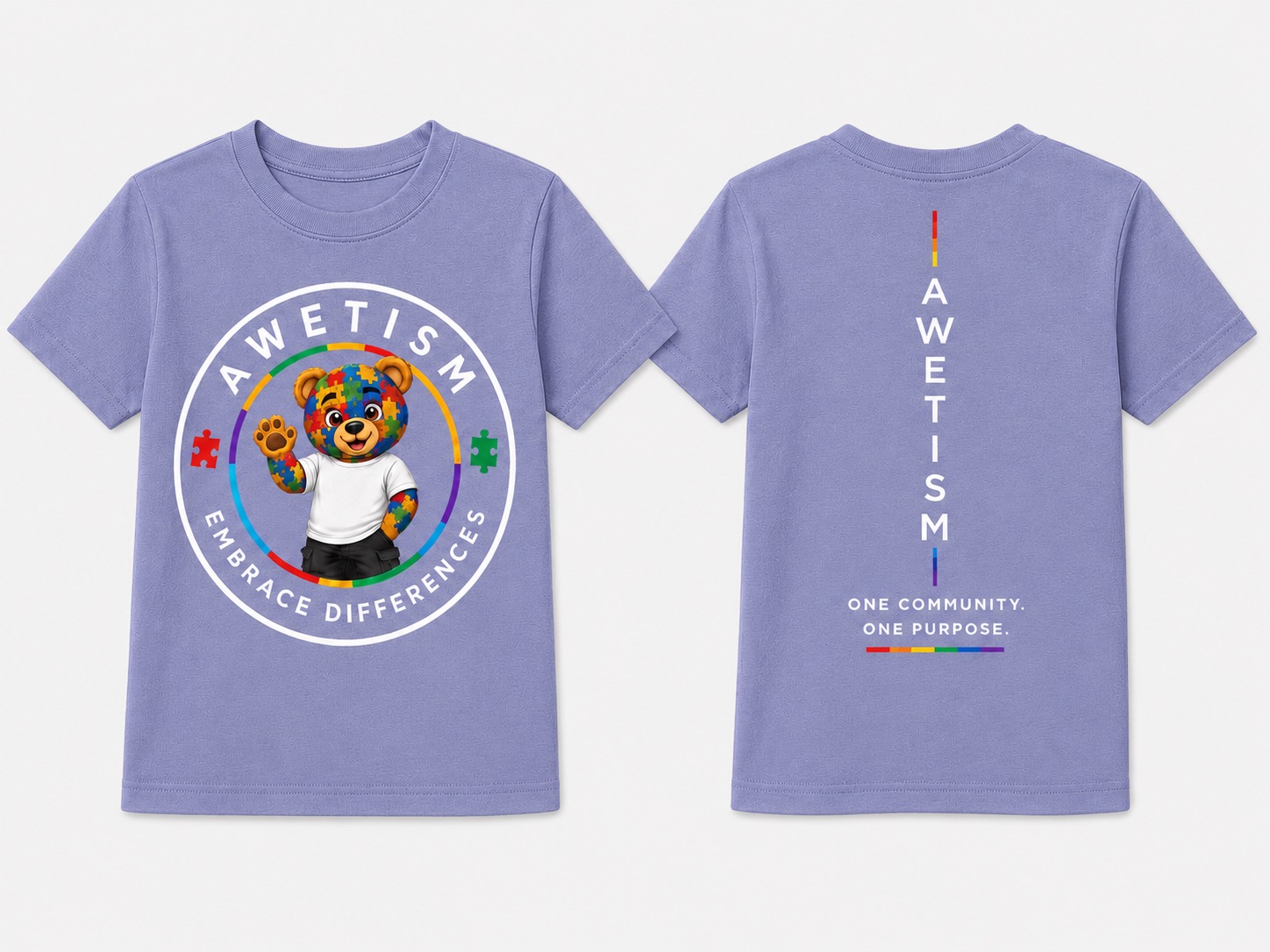 Youth Embrace Differences Bear Graphic Tee thumbnail 2