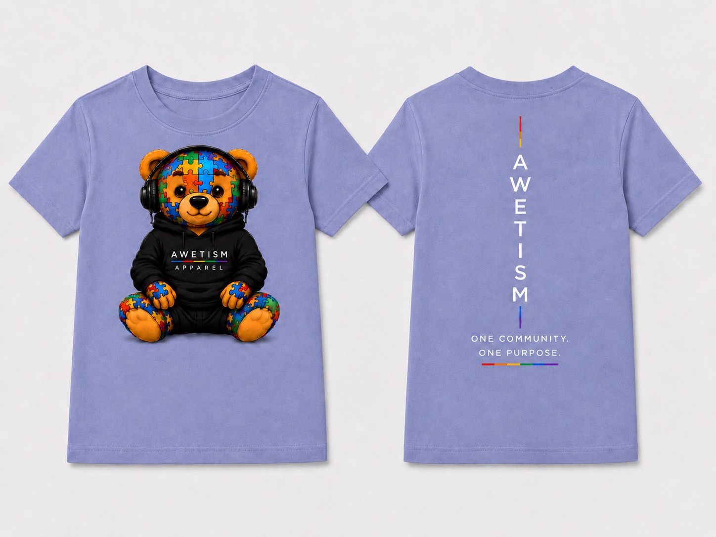 Awetism Apparel “Youth Headphone Bear” Graphic Tee thumbnail 3