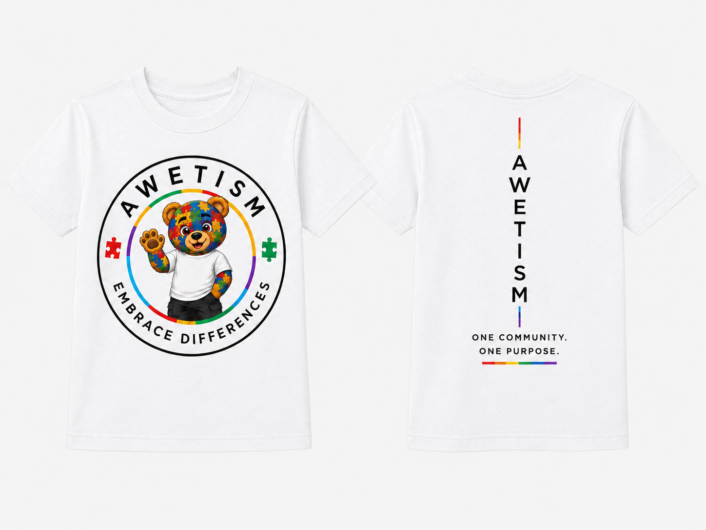 Youth Embrace Differences Bear Graphic Tee thumbnail 6
