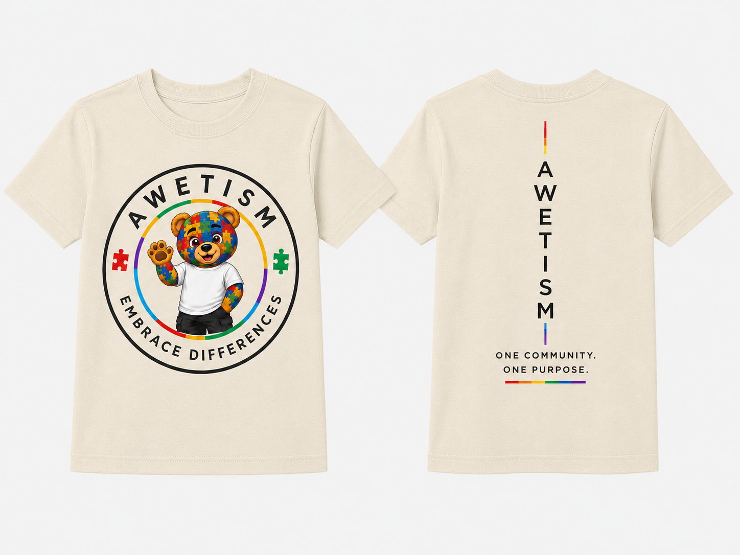 Youth Embrace Differences Bear Graphic Tee thumbnail 5