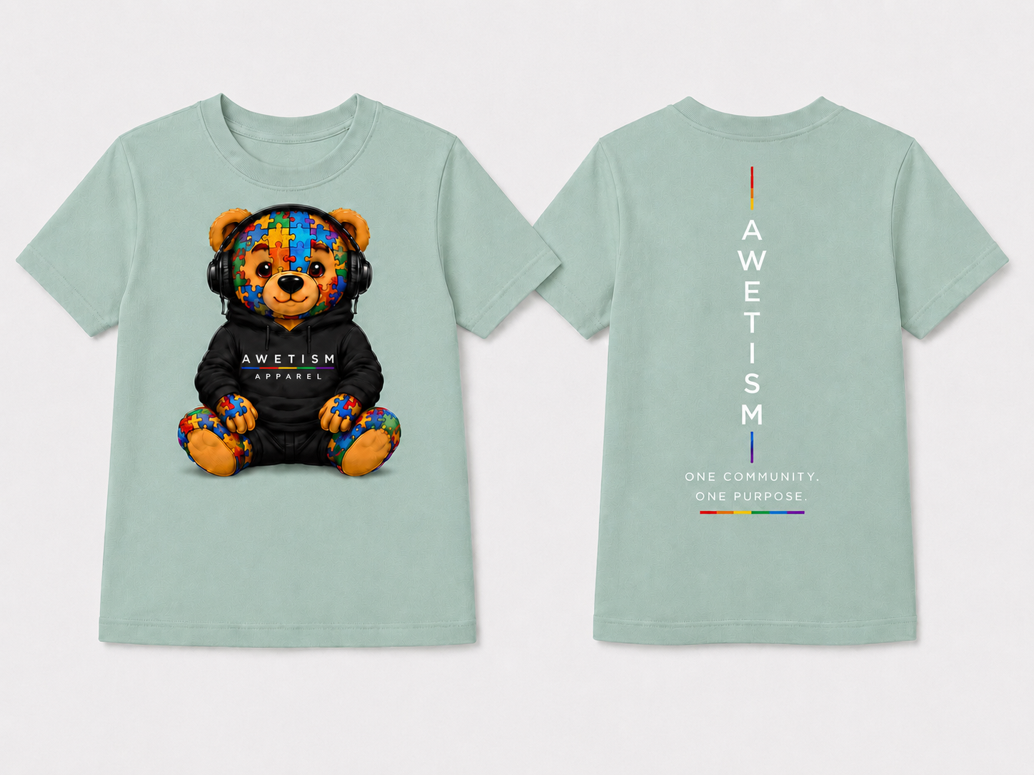 Awetism Apparel “Youth Headphone Bear” Graphic Tee thumbnail 5