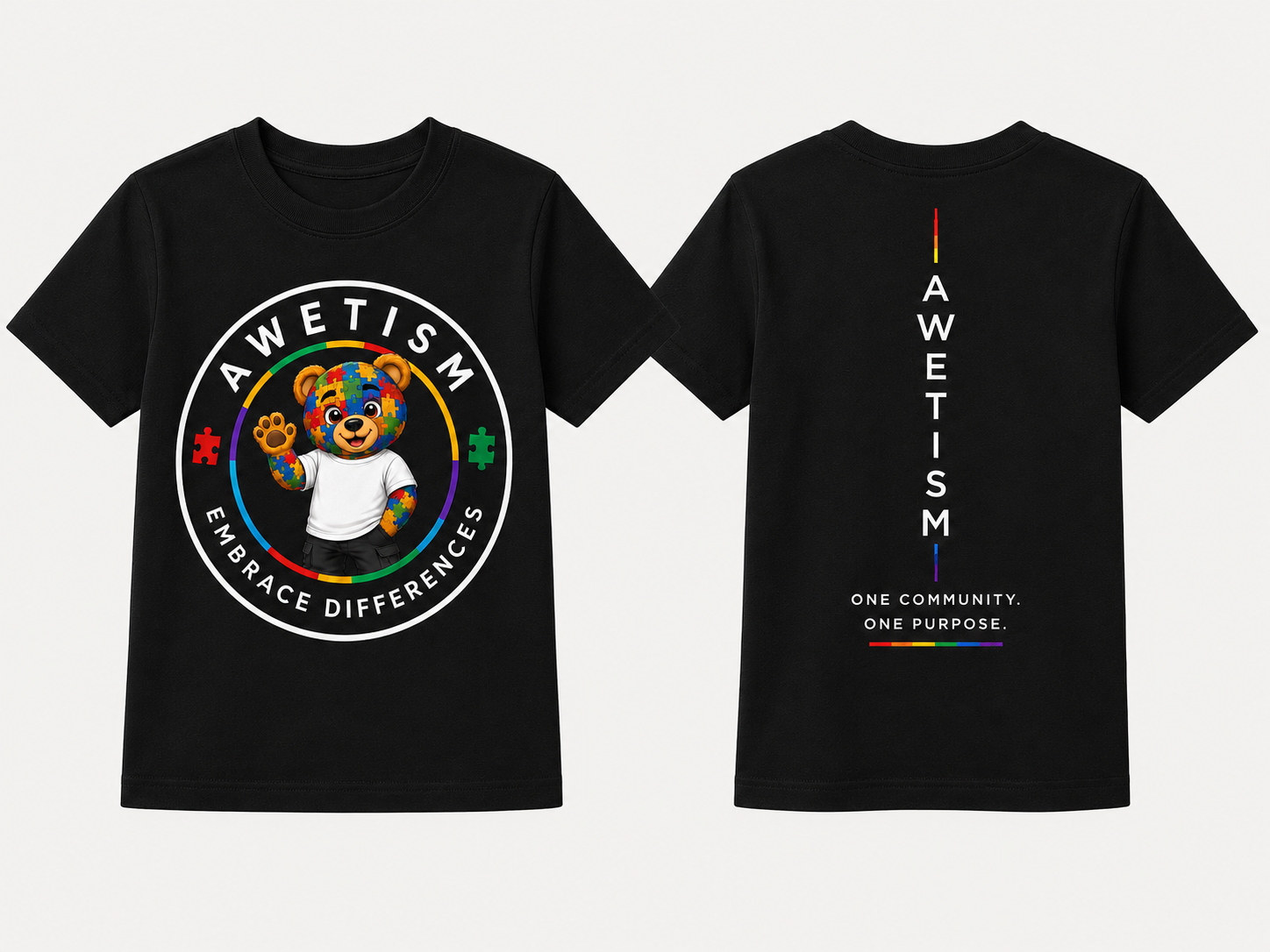 Youth Embrace Differences Bear Graphic Tee