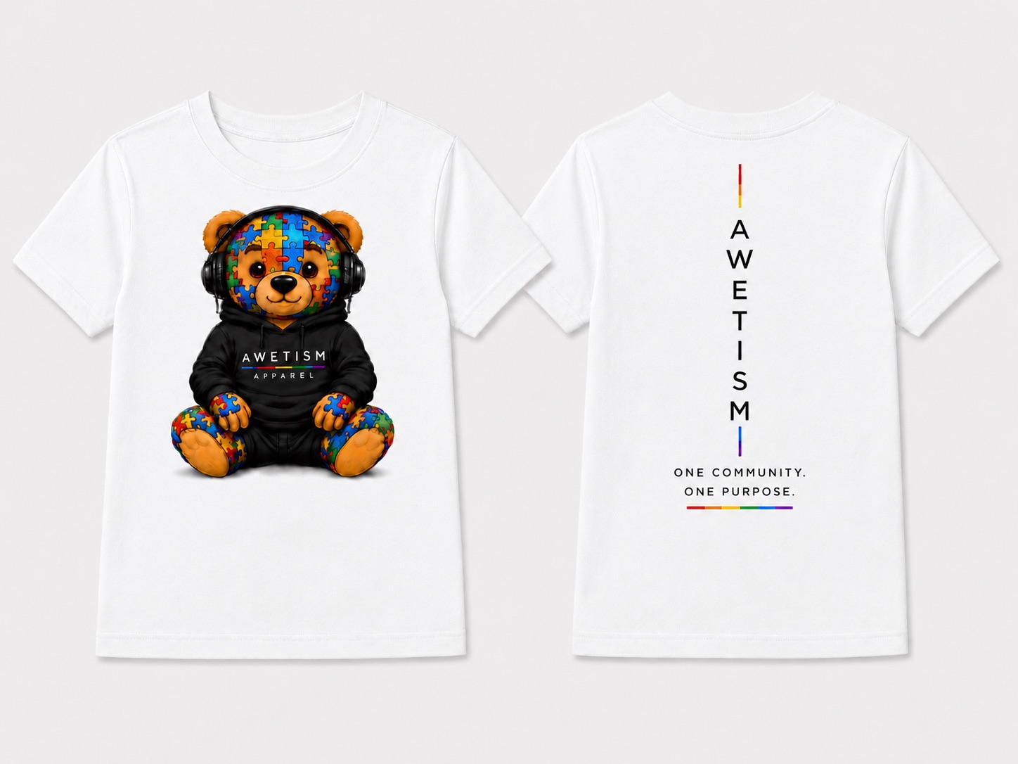 Awetism Apparel “Youth Headphone Bear” Graphic Tee thumbnail 2