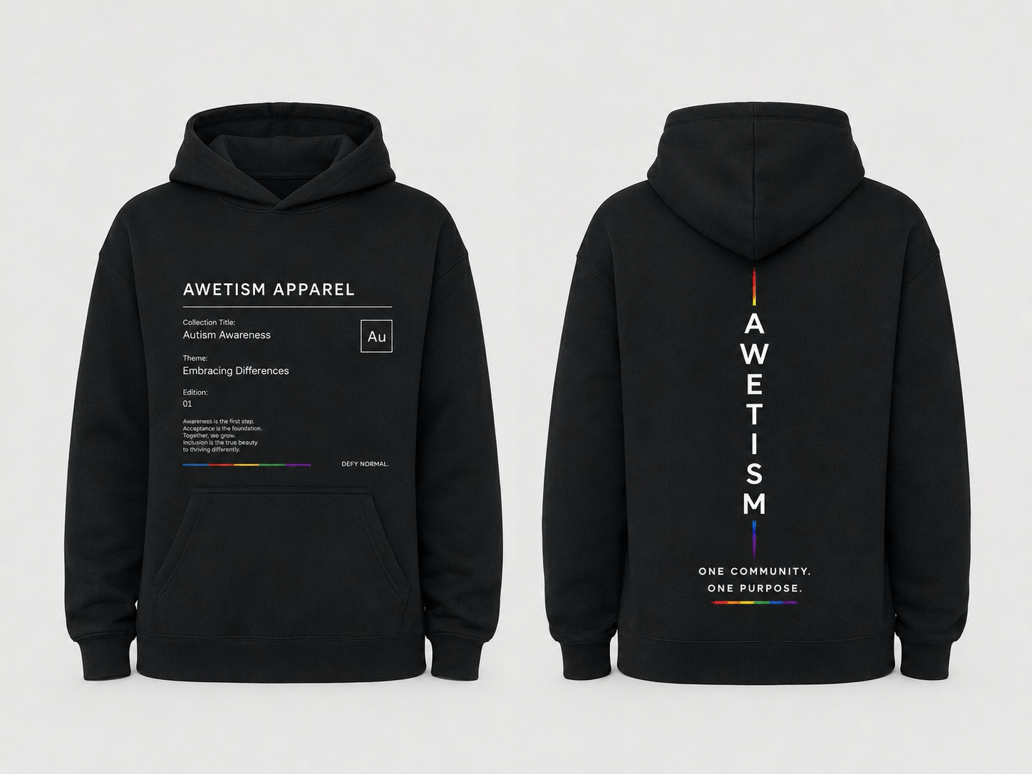 Awetism Apparel “Embracing Differences” Black Heavyweight Hoodie image 1