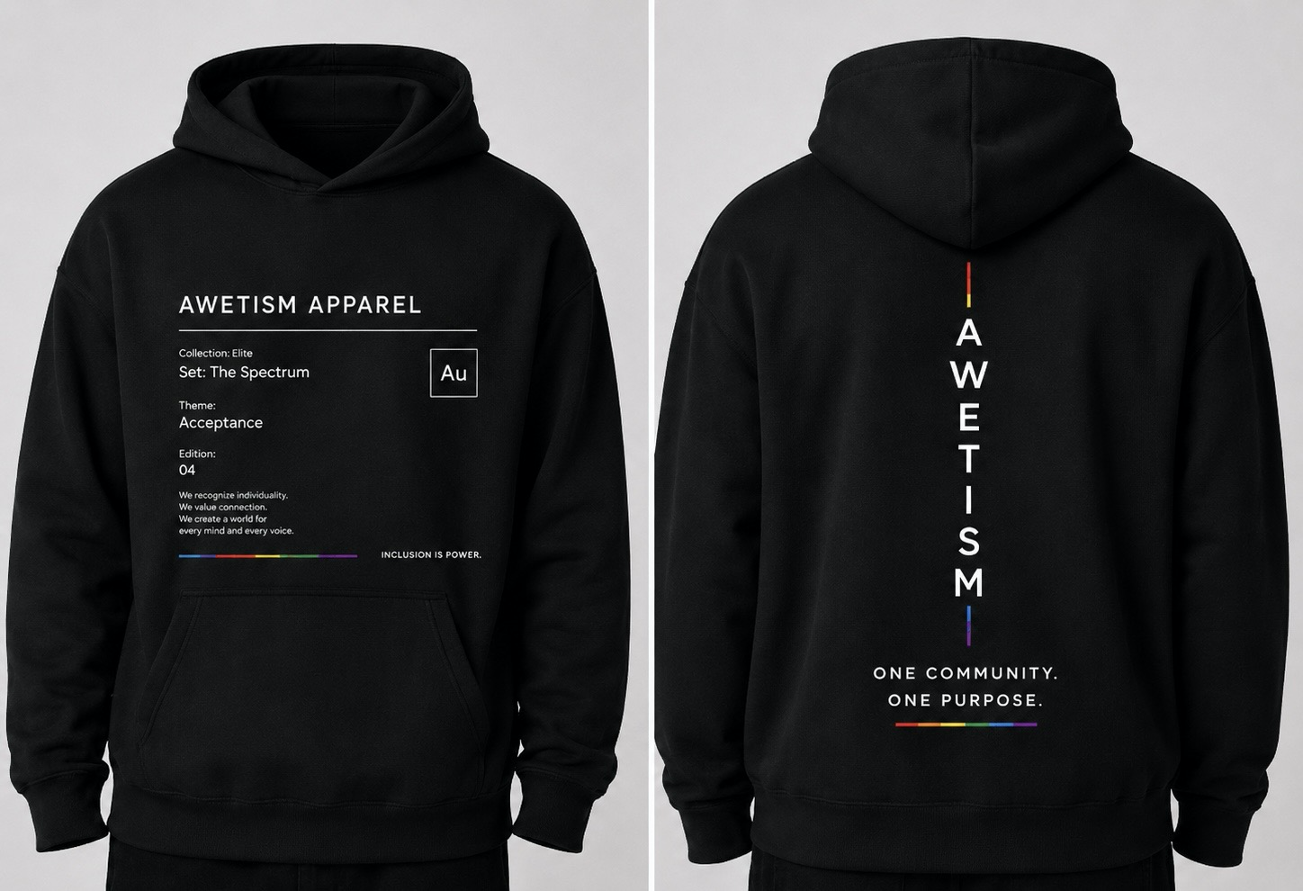 Awetism Apparel “The Spectrum” Black Heavyweight Hoodie image 1