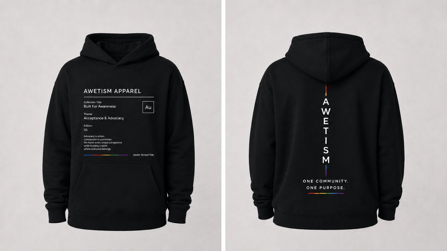 Awetism Apparel “Built For Awareness” Black Heavyweight Hoodie image 1