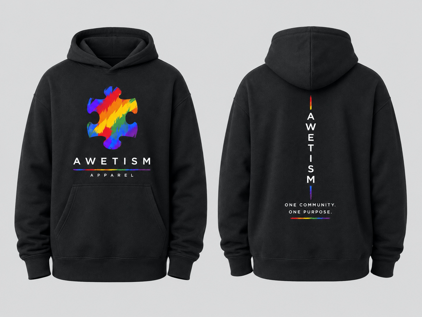 Awetism Apparel “Spectrum Piece” Black Heavyweight Hoodie image 1
