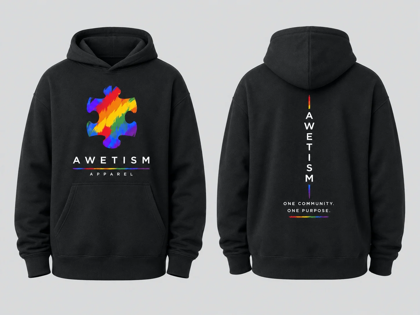 Awetism Apparel “Spectrum Piece” Black Heavyweight Hoodie image 1