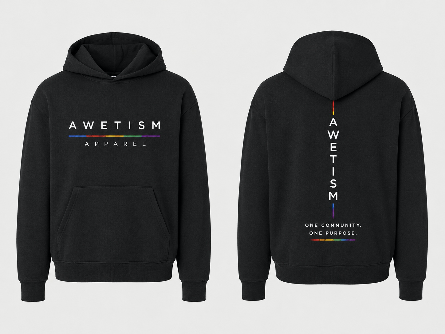Awetism Apparel “Signature Spectrum” Black Heavyweight Hoodie image 1