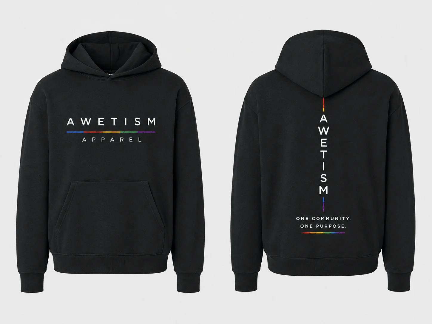 Awetism Apparel “Signature Spectrum” Black Heavyweight Hoodie image 1