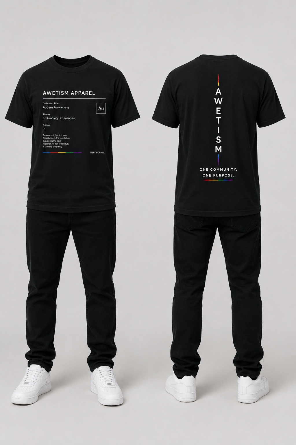 Awetism Apparel “Embracing Differences” Black Graphic Tee