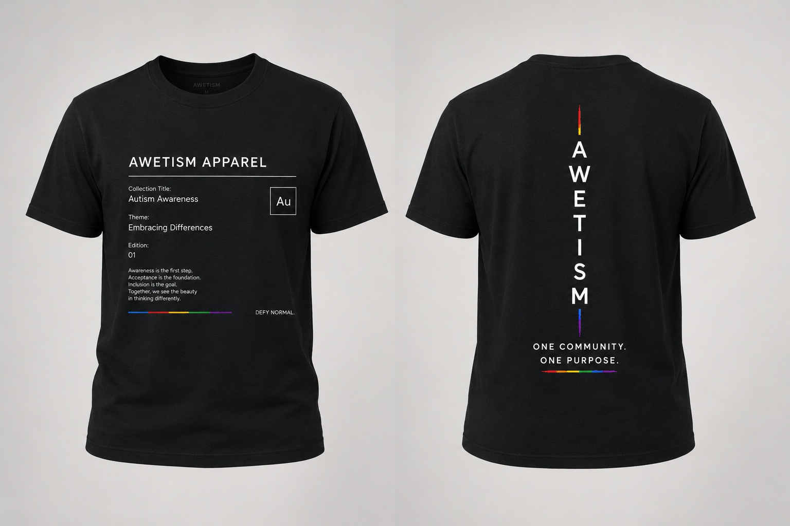 Awetism Apparel “Embracing Differences” Black Graphic Tee thumbnail 2