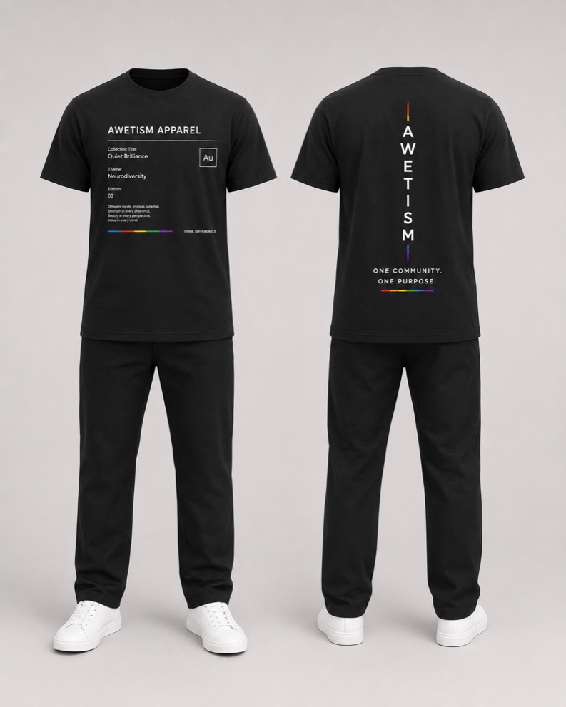 Awetism Apparel “Quiet Brilliance” Black Graphic Tee image 1