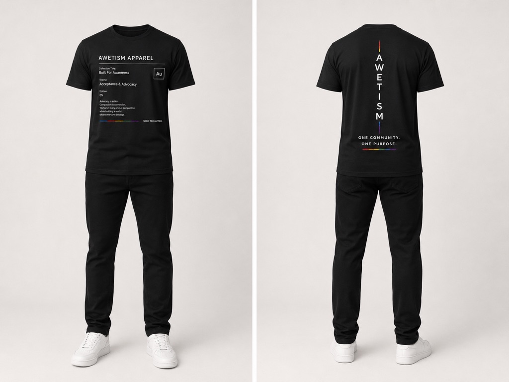 Awetism Apparel “Built For Awareness” Black Graphic Tee image 1