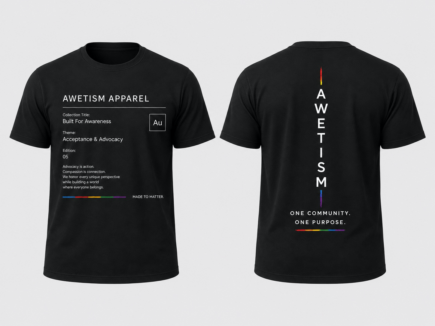 Awetism Apparel “Built For Awareness” Black Graphic Tee image 2
