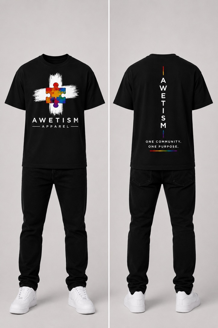 Awetism Apparel Puzzle Graphic Black Tee image 1
