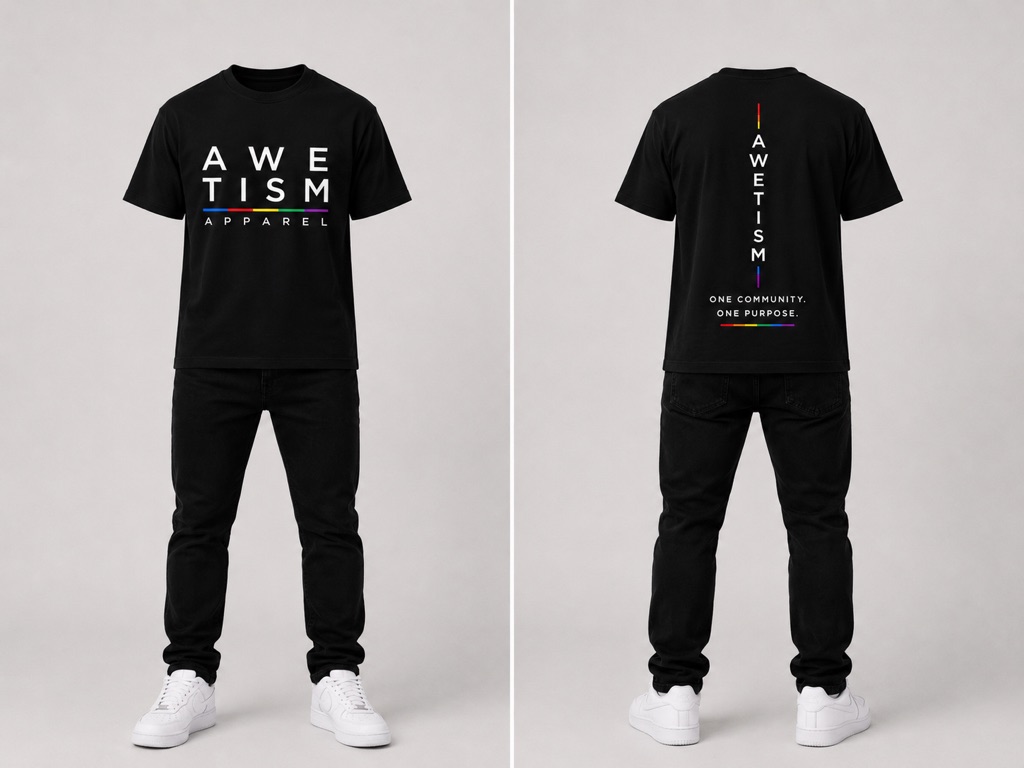 Awetism Apparel “Bold Block” Black Graphic Tee image 1