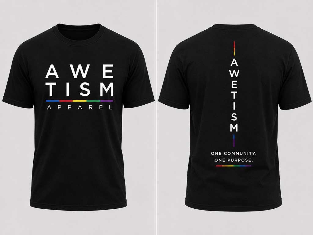Awetism Apparel “Bold Block” Black Graphic Tee image 2