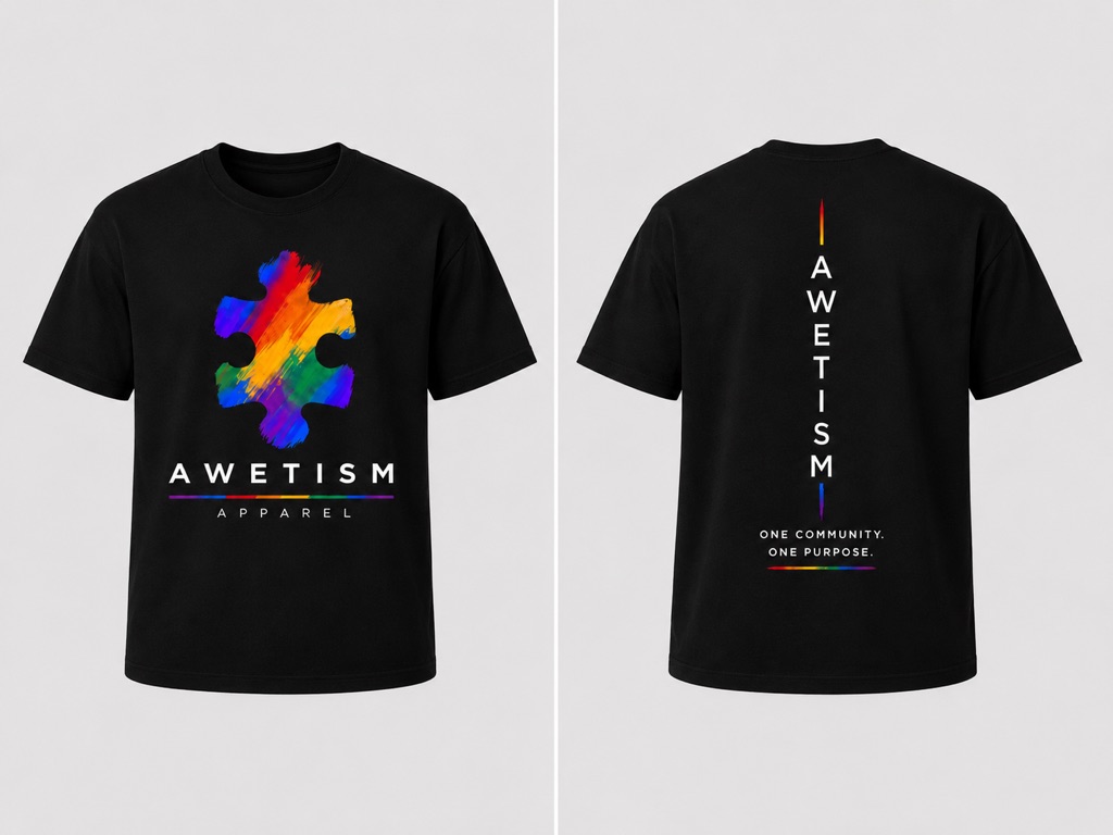 Awetism Apparel “Spectrum Piece” Black Graphic Tee image 2