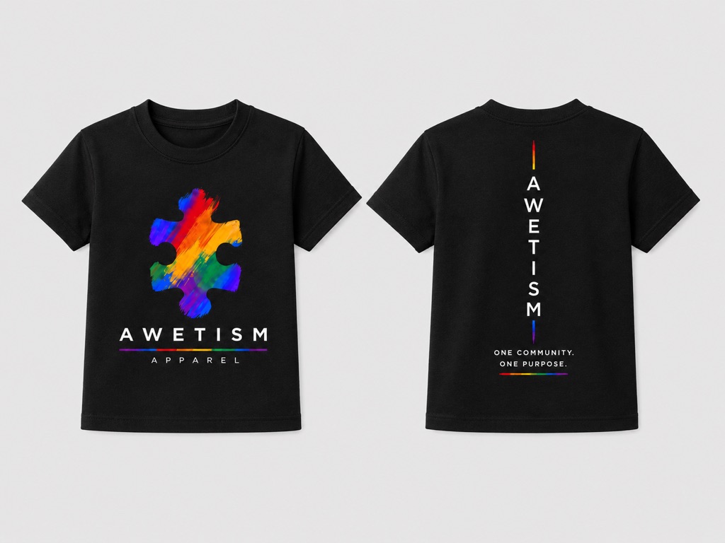Awetism Apparel “Youth Spectrum Piece” Black Graphic Tee image 1