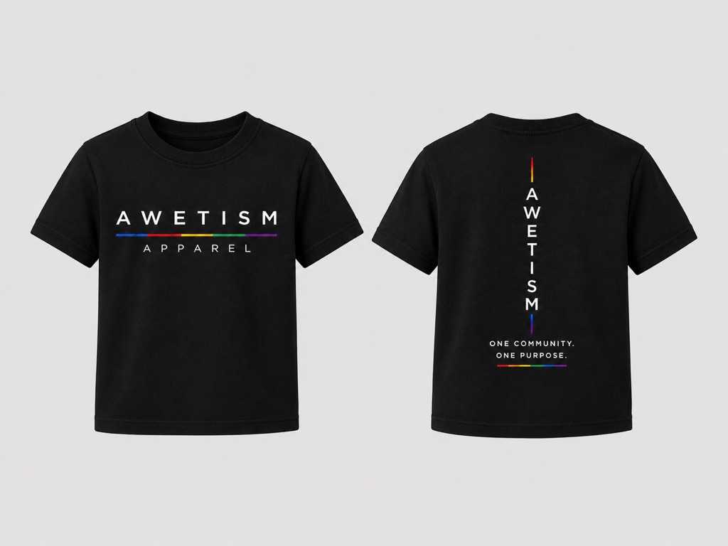 Awetism Apparel “Youth Signature Spectrum” Black Graphic Tee image 1