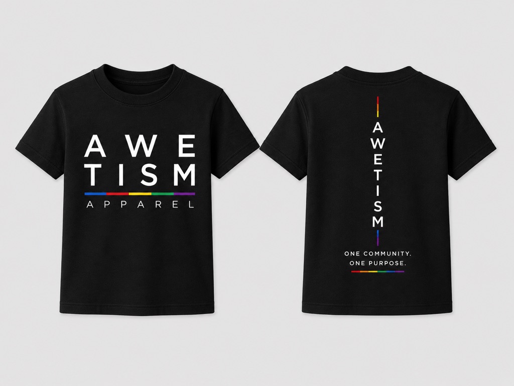 Awetism Apparel “Youth Bold Block” Black Graphic Tee image 1