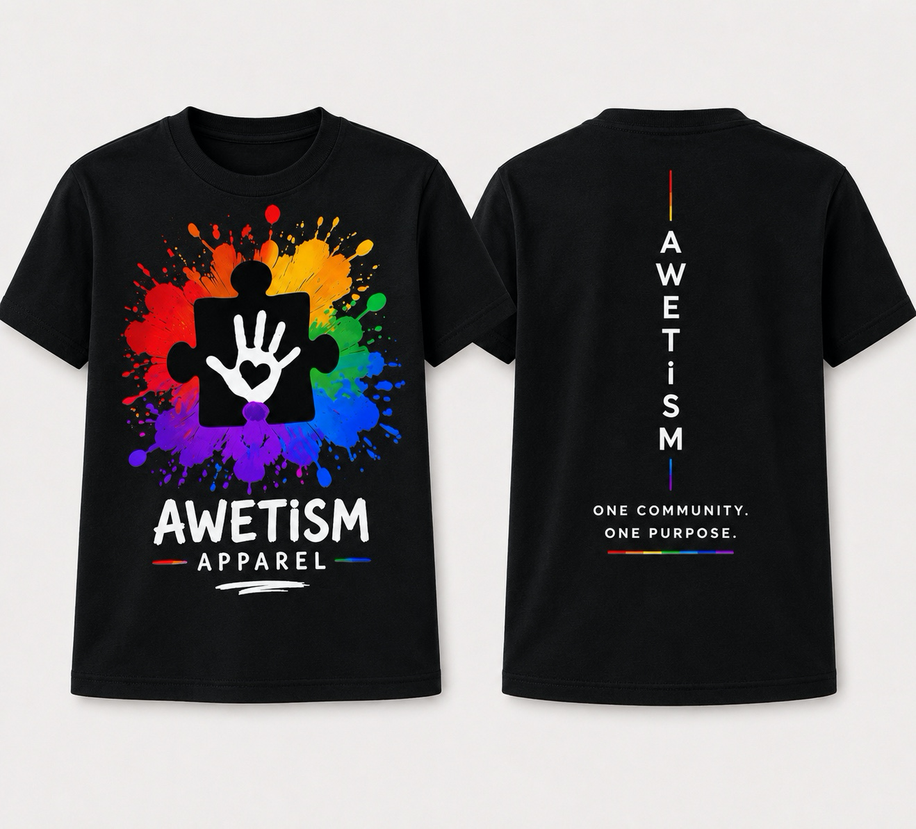 Awetism Apparel “Youth Handprint Puzzle” Black Graphic Tee image 1