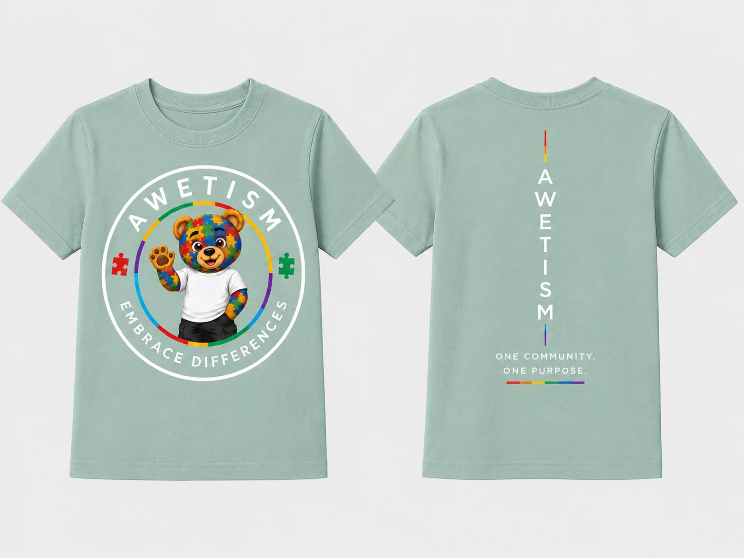 Youth Embrace Differences Bear Graphic Tee image 8