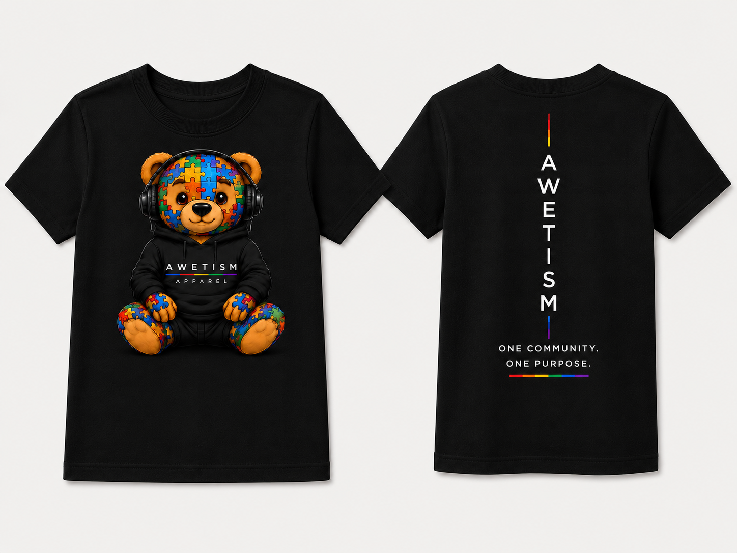 Awetism Apparel “Youth Headphone Bear” Graphic Tee image 6