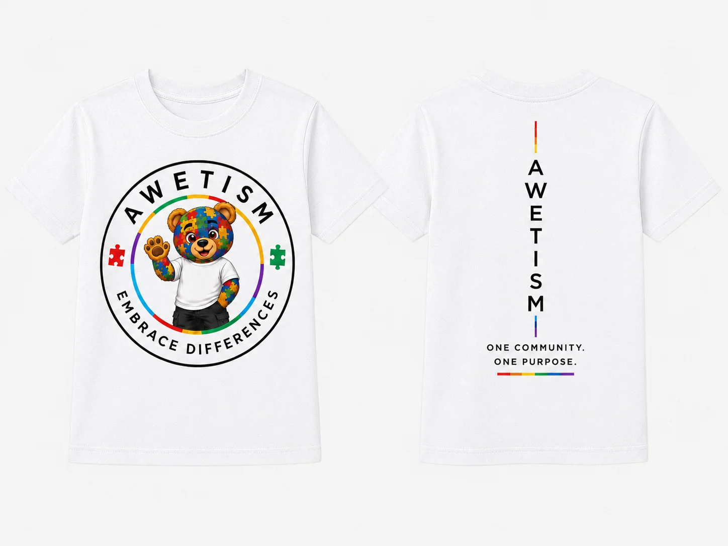 Youth Embrace Differences Bear Graphic Tee image 12