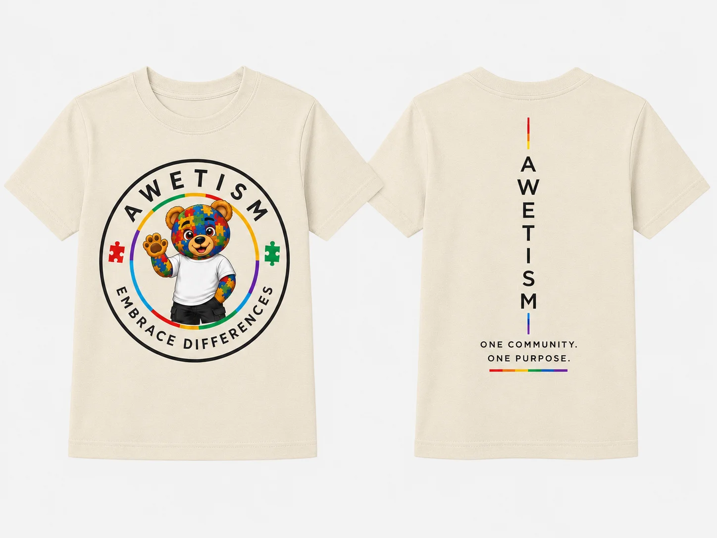 Youth Embrace Differences Bear Graphic Tee image 9