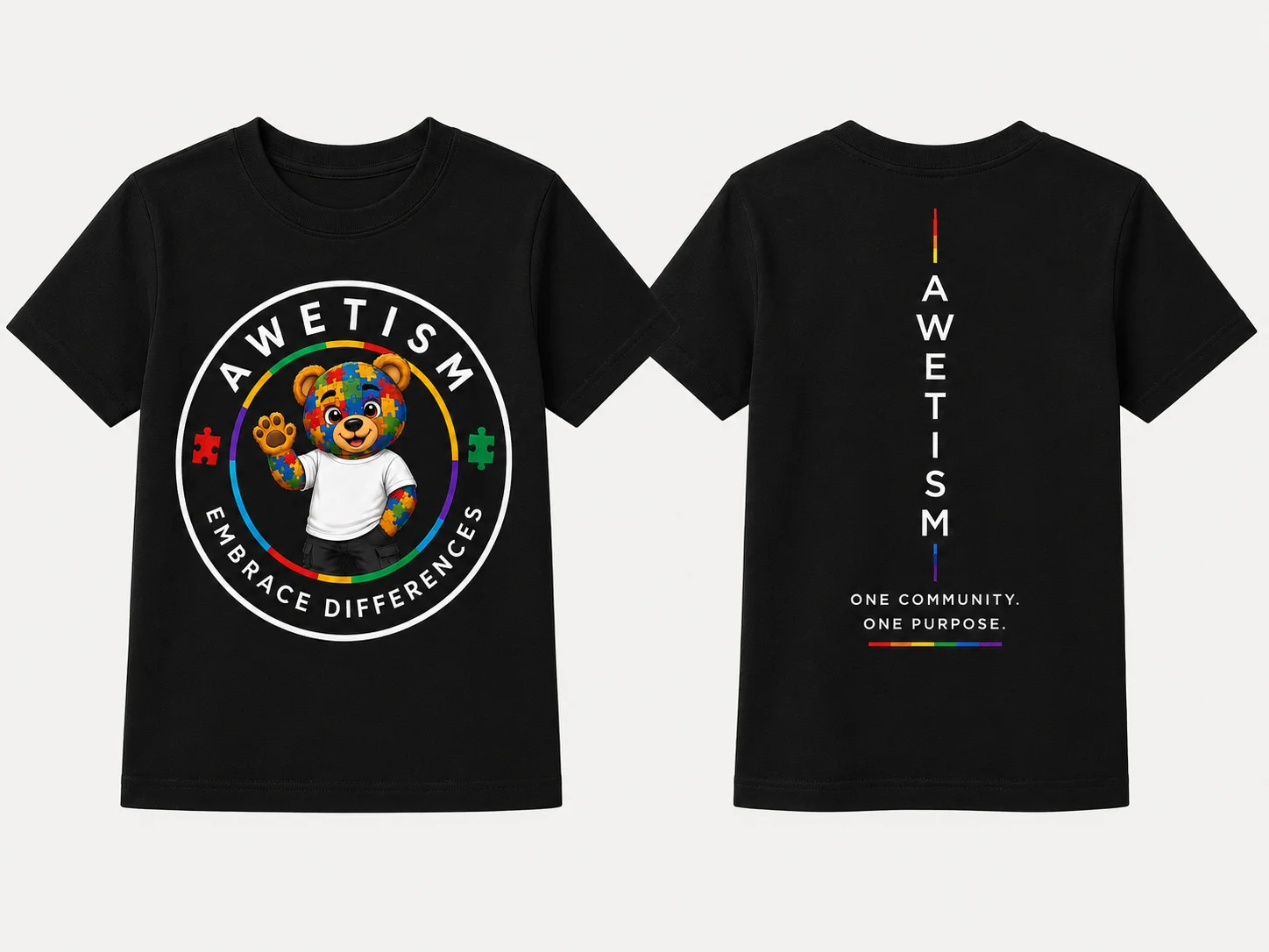 Youth Embrace Differences Bear Graphic Tee image 7